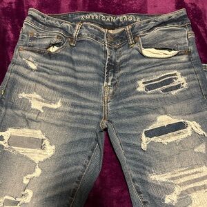 American Eagle Men’s AirFlex+ Patched Skinny Jeans